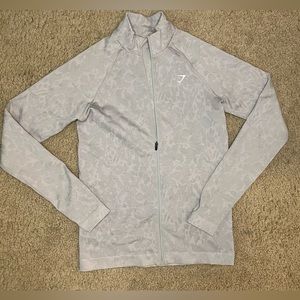 Gymshark Adapt Animal Print Gray seamless full zip workout jacket